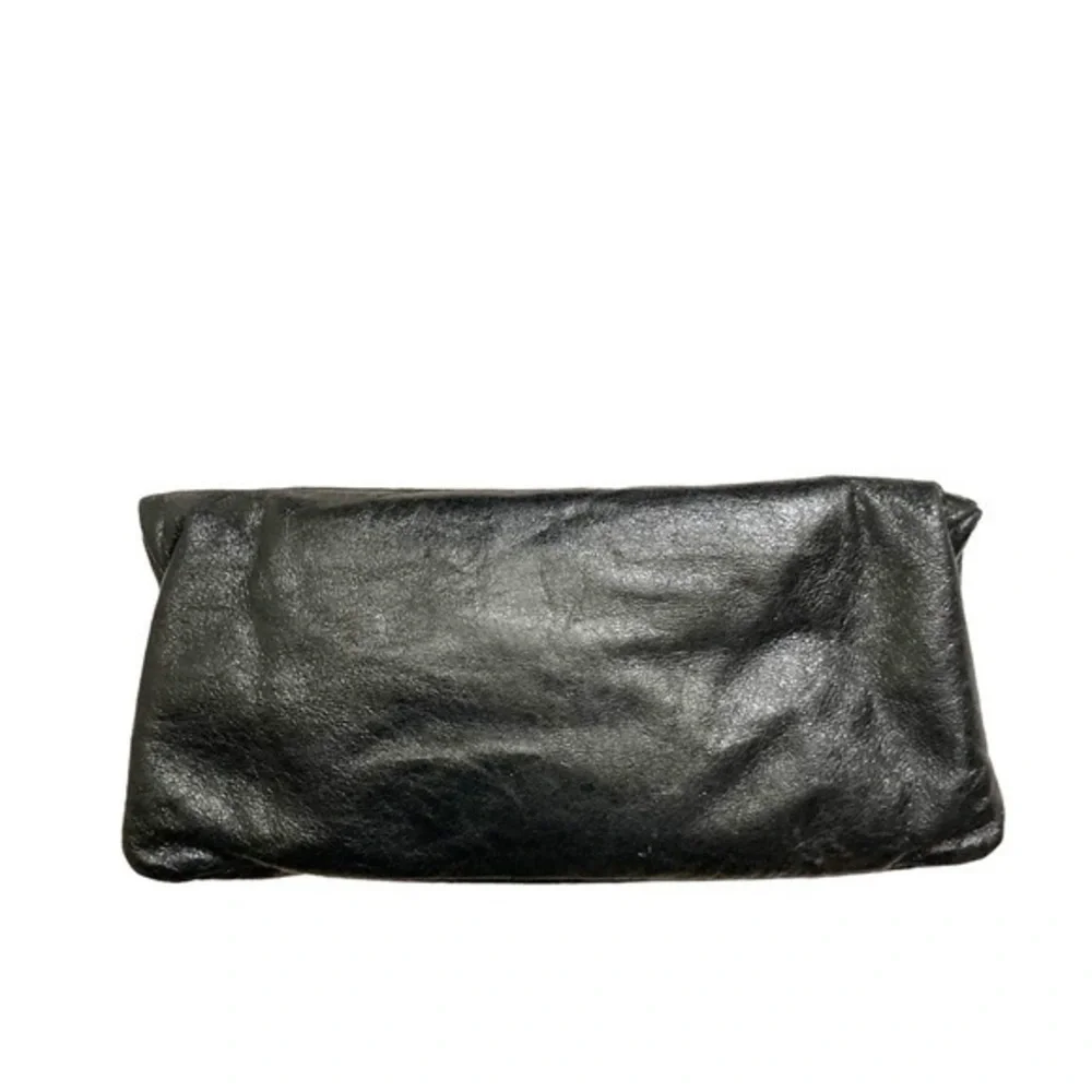 Jill Stuart black leather foldover clutch bag